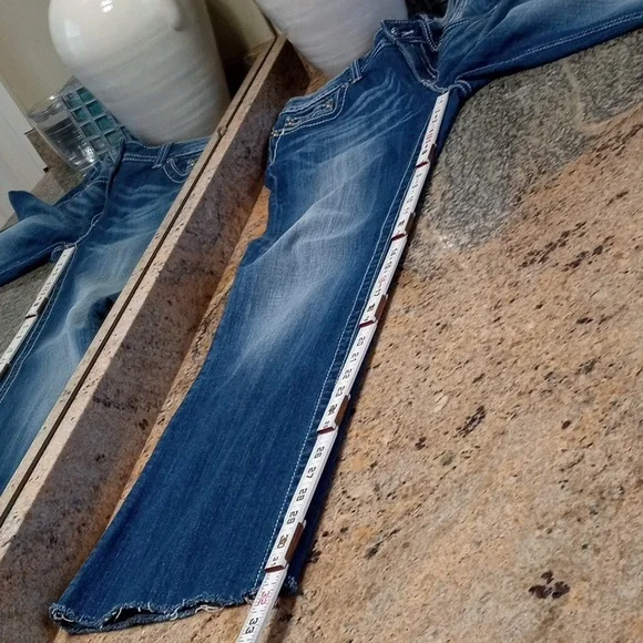 Miss Me Women's Blue Boot Cut Jeans with Raw Hem Size 29 - Picture 12 of 16